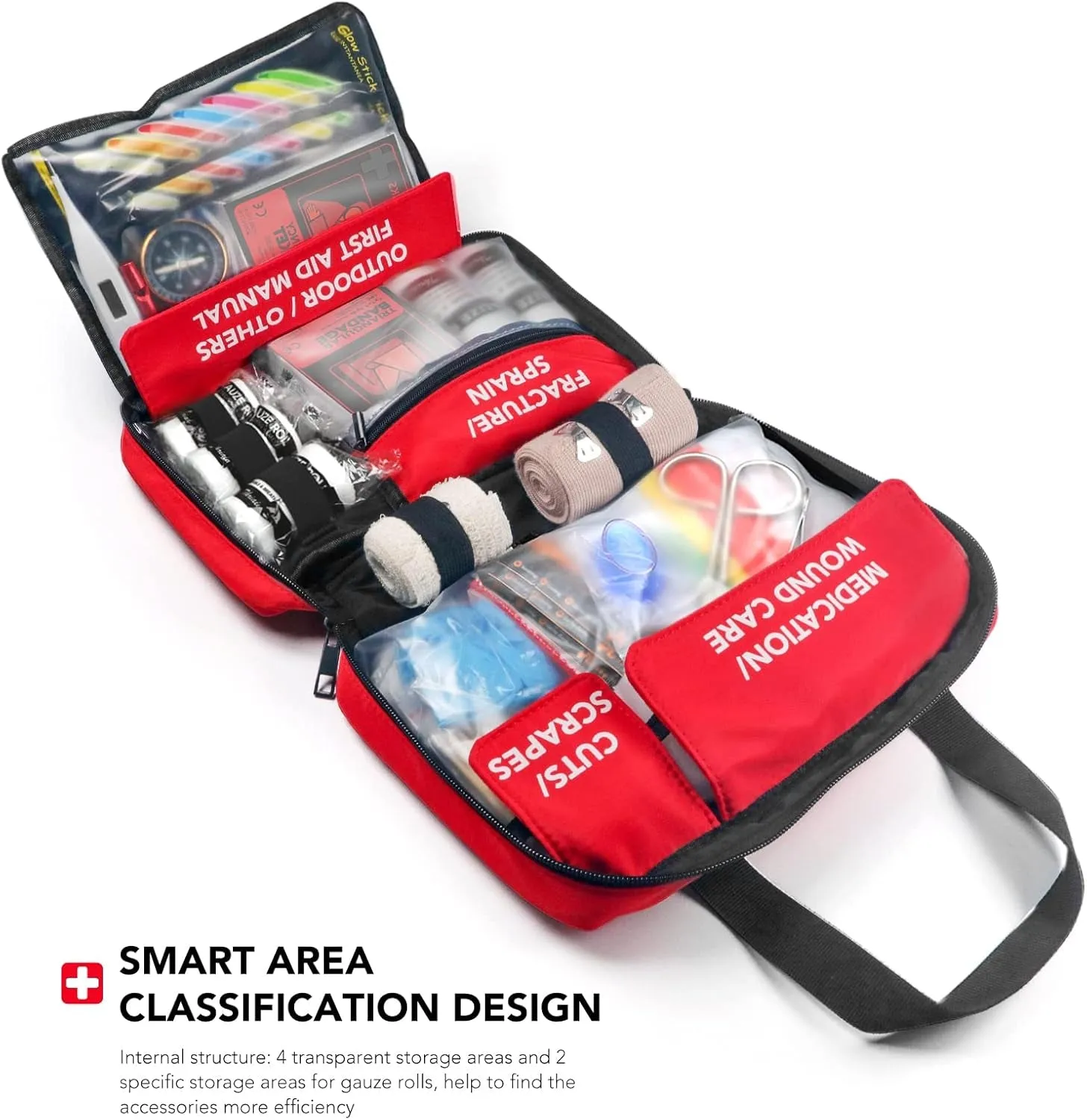 330 Piece First Aid Kit, Waterproof Trauma Medical Kits for Home, Travel, Outdoor - Red