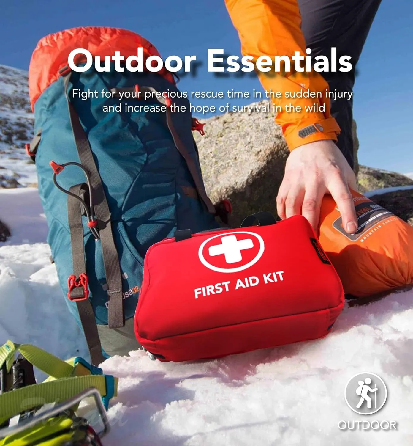 330 Piece First Aid Kit, Waterproof Trauma Medical Kits for Home, Travel, Outdoor - Red