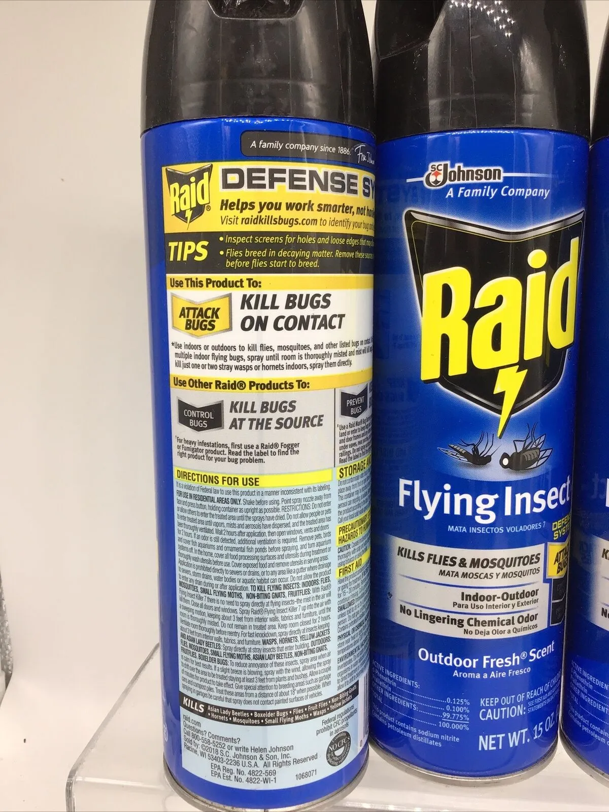 (4) Raid Flying Insect Killer Aerosol Outdoor Fresh, 15 oz Spray
