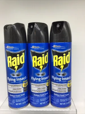 (4) Raid Flying Insect Killer Aerosol Outdoor Fresh, 15 oz Spray