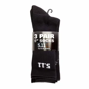 5.11 Tactical 6 Inch Socks Black Pack of 3