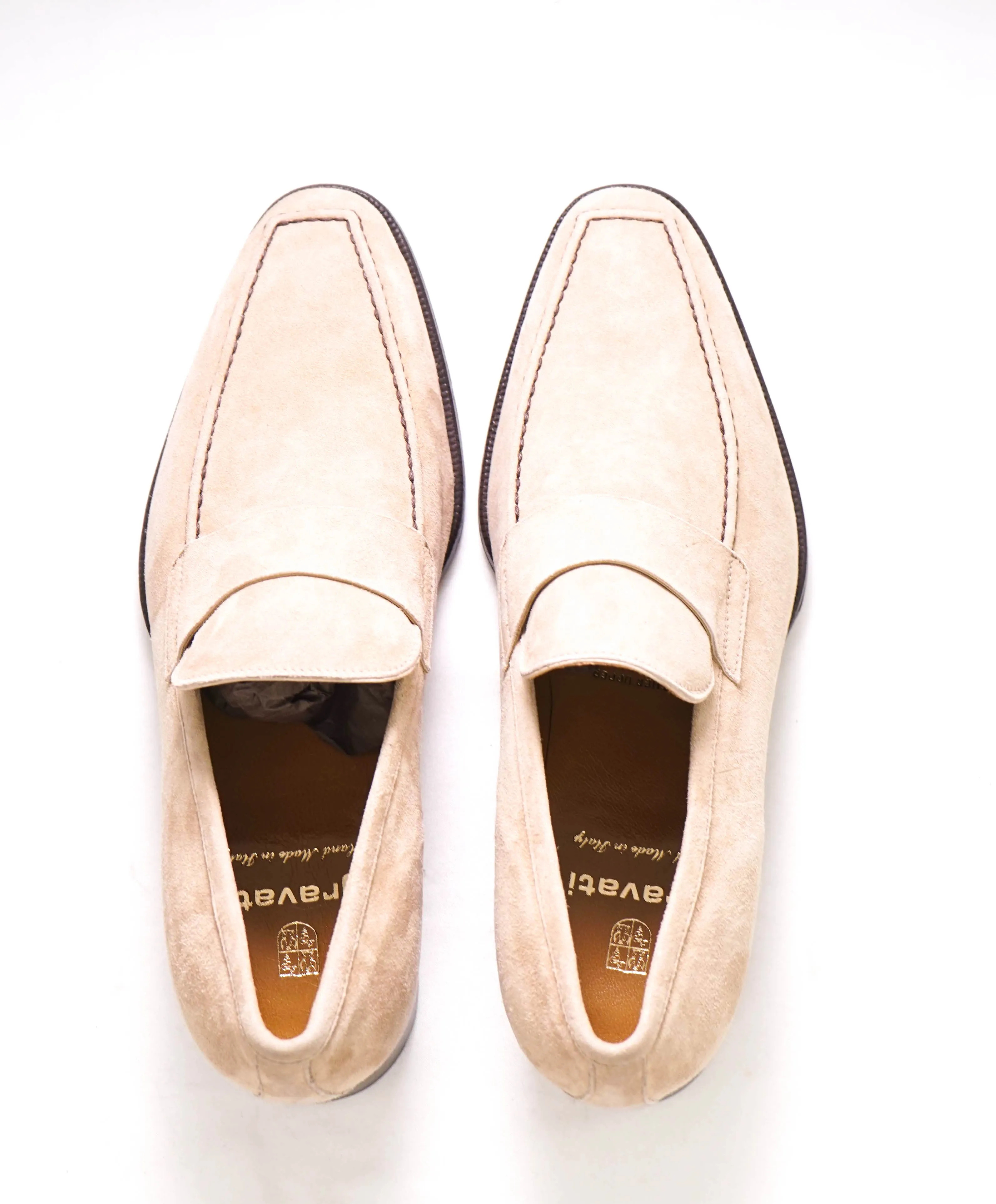 $750 GRAVATI - Neutral Suede Slip-On Loafer Contrast Stitch - 7 US (40 EU)