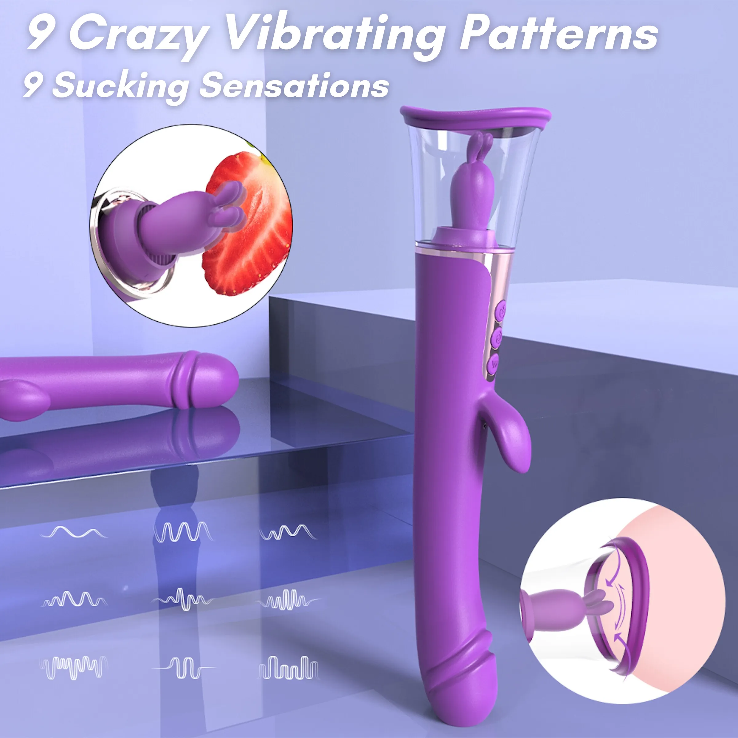 AdultLuxe Zenora 3 in 1 Suction   Vibrating   G-Spot Vibrator-Purple