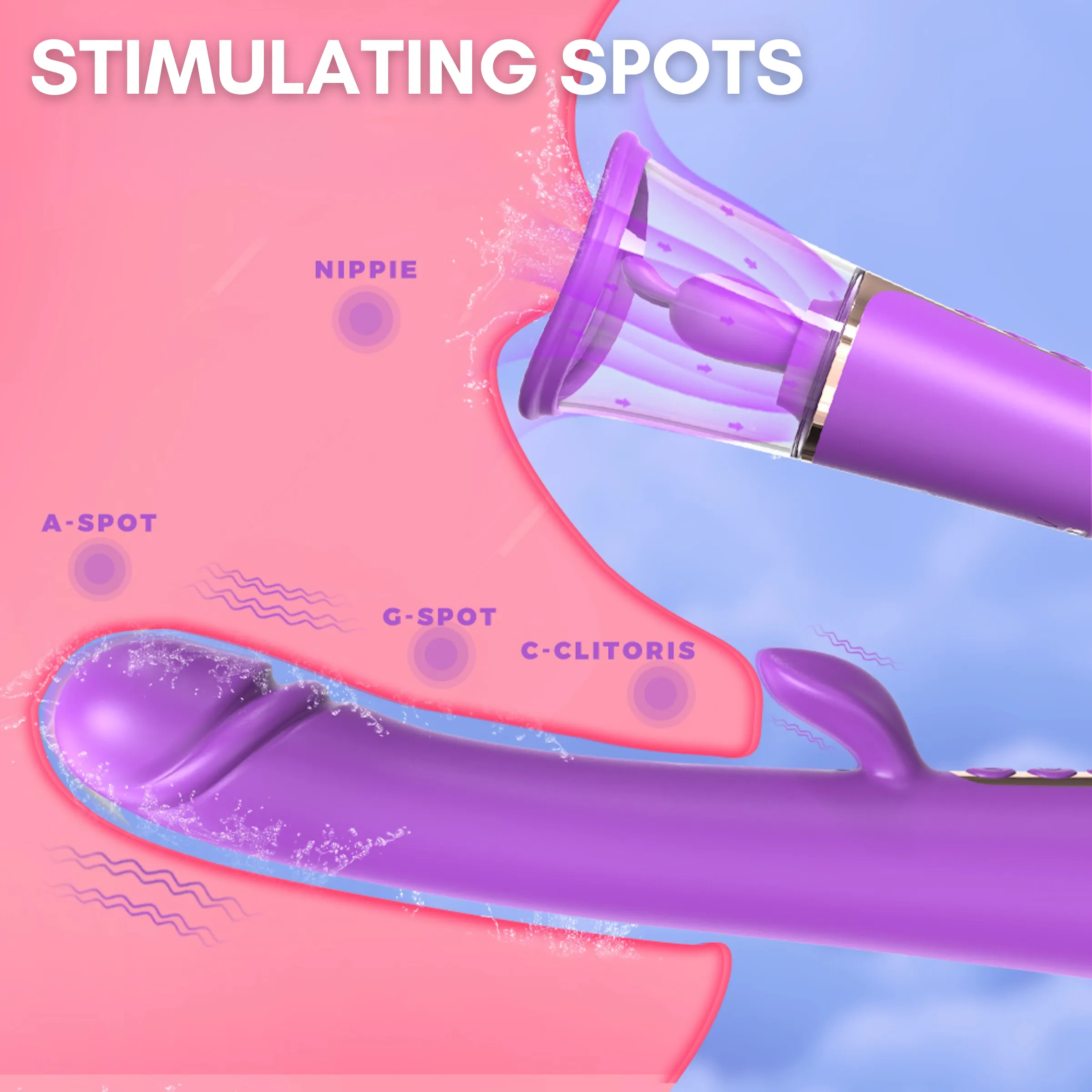AdultLuxe Zenora 3 in 1 Suction   Vibrating   G-Spot Vibrator-Purple