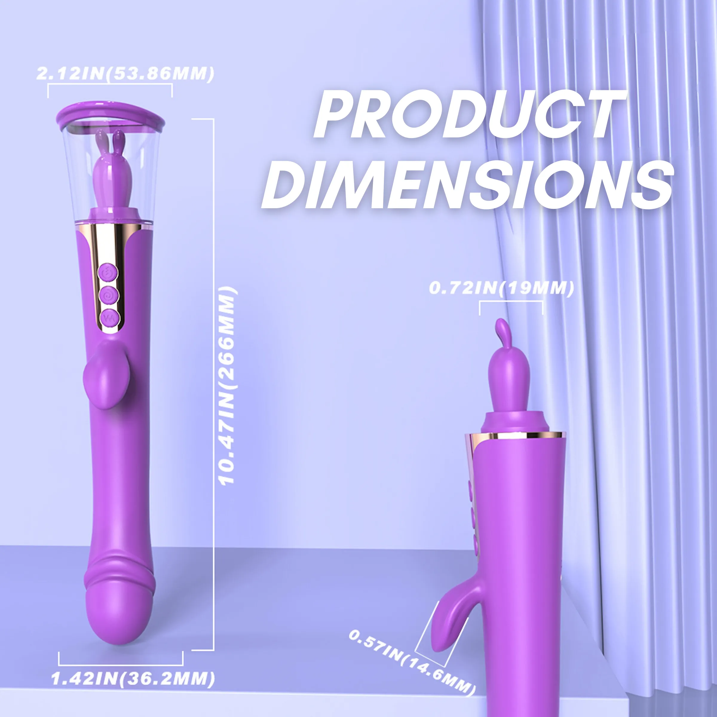 AdultLuxe Zenora 3 in 1 Suction   Vibrating   G-Spot Vibrator-Purple