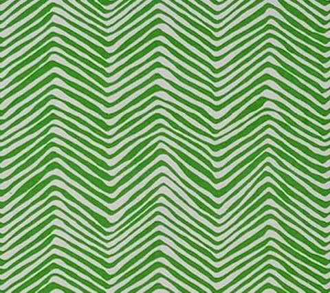 Alan Campbell Fabric: Petite Zig Zag - Custom Lime on White Suncloth (OUTDOOR)