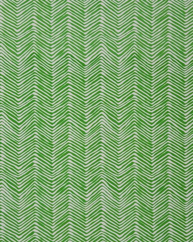 Alan Campbell Fabric: Petite Zig Zag - Custom Lime on White Suncloth (OUTDOOR)