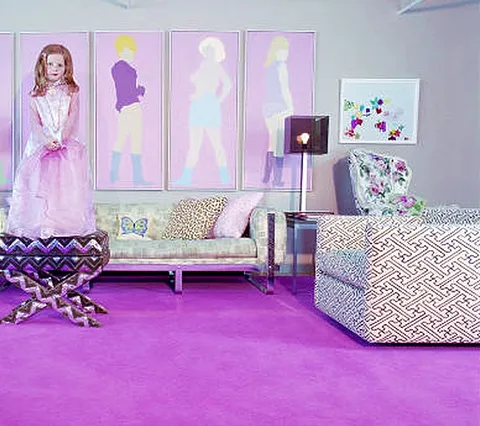 Alan Campbell Fabric: Saya Gata - Custom White Lines on Magenta Suncloth (Indoor/Outdoor Quality)