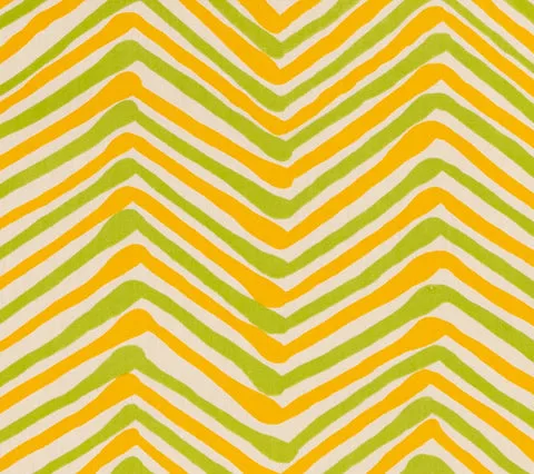 Alan Campbell Fabric: Zig Zag Multicolor - Custom Lime / Yellow on Vellum Suncloth