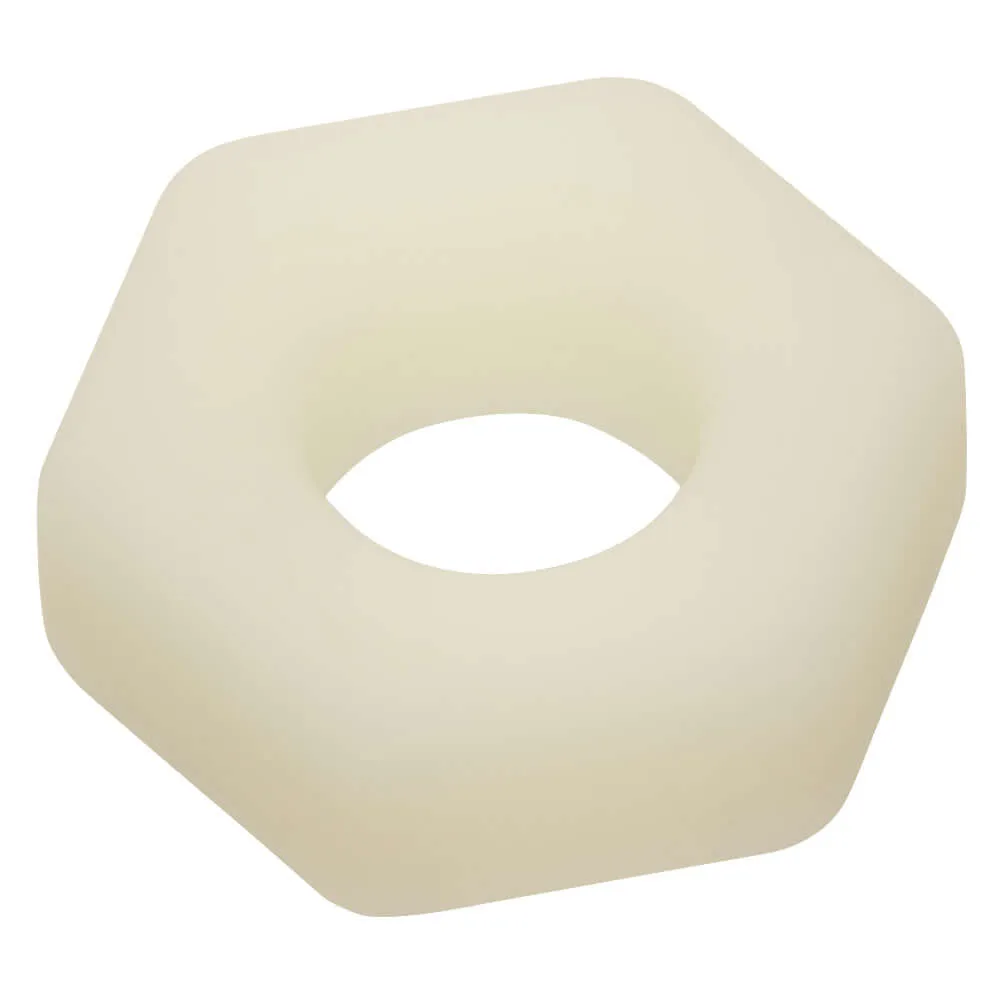 Alpha Glow-in-the-Dark Liquid Silicone Prolong  Sexagon Ring - White