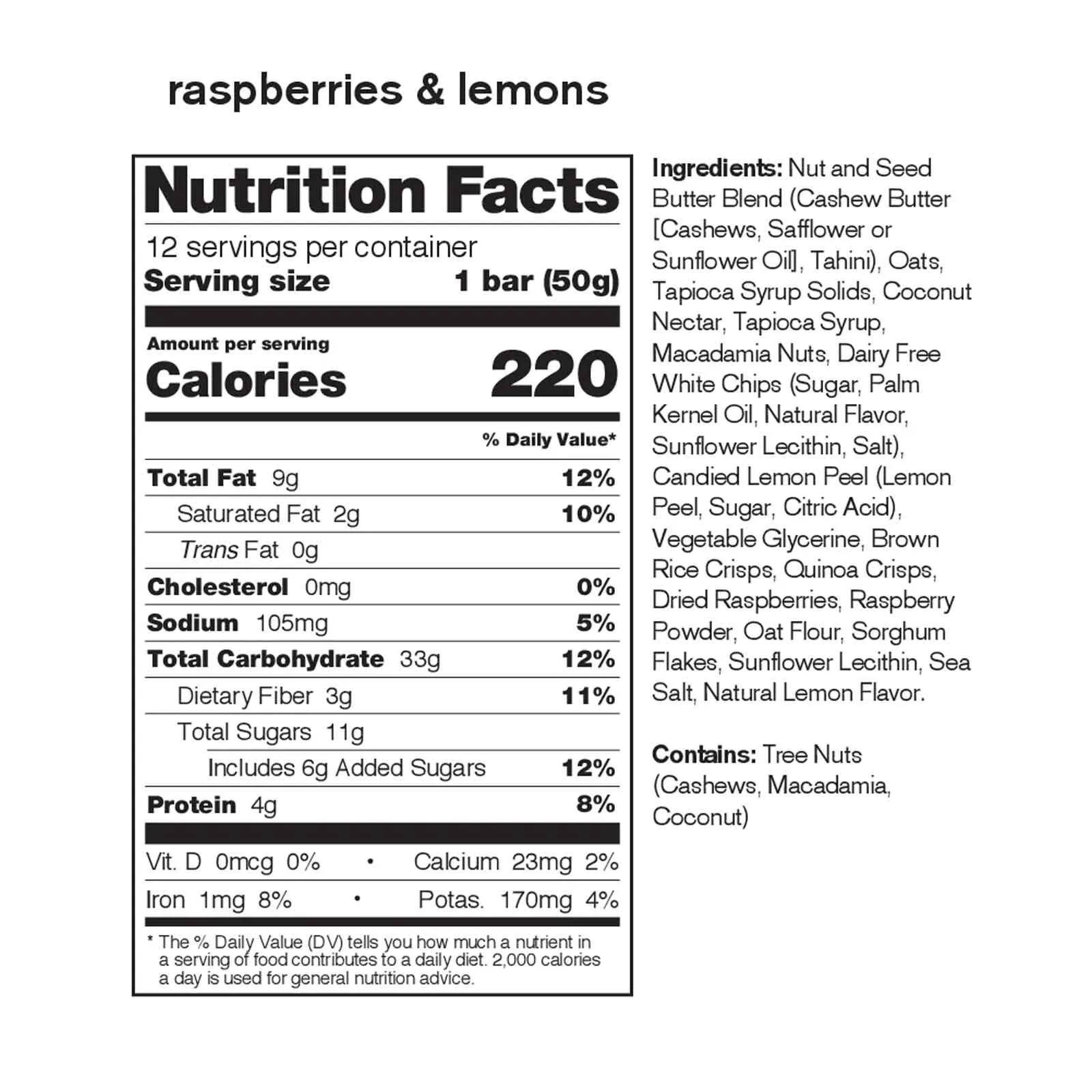 Anytime Energy Bar, Raspberries and Lemons