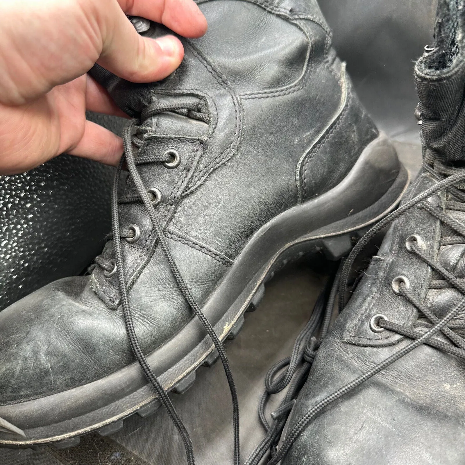 Austrian Army Black Leather Heavy Duty Combat Boots - Size EU 41 - UK 7