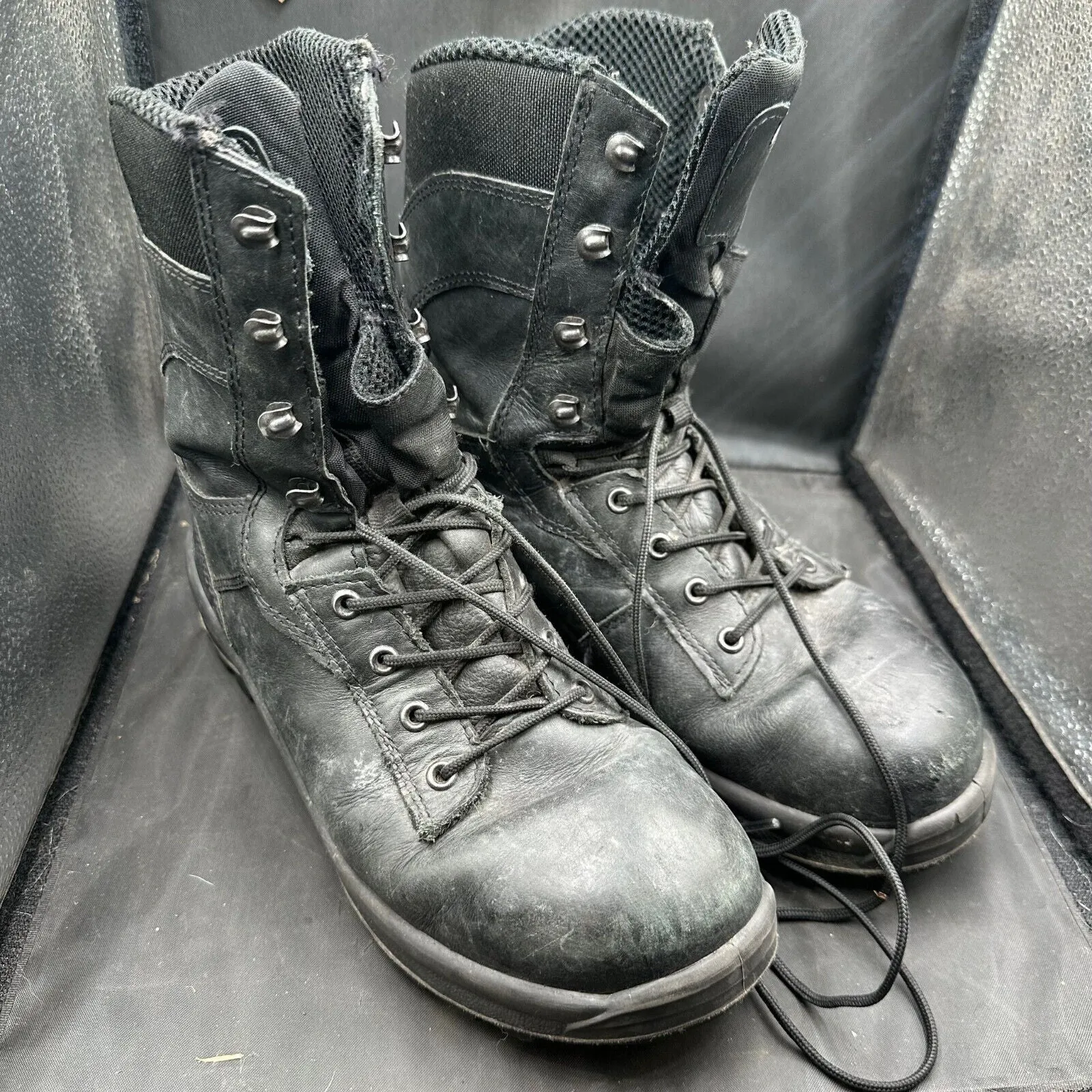 Austrian Army Black Leather Heavy Duty Combat Boots - Size EU 41 - UK 7