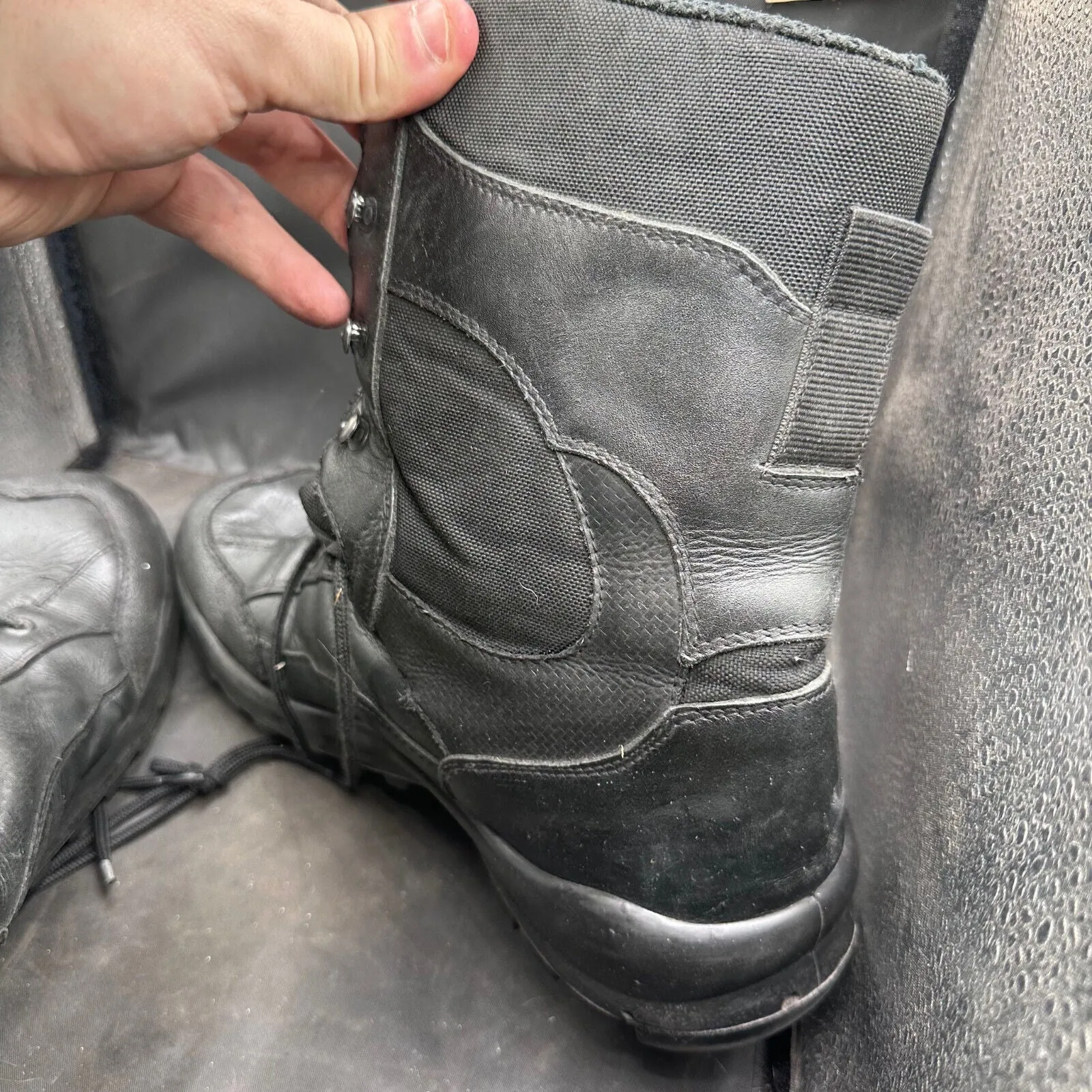 Austrian Army Black Leather Heavy Duty Combat Boots - Size EU 46 - UK 11