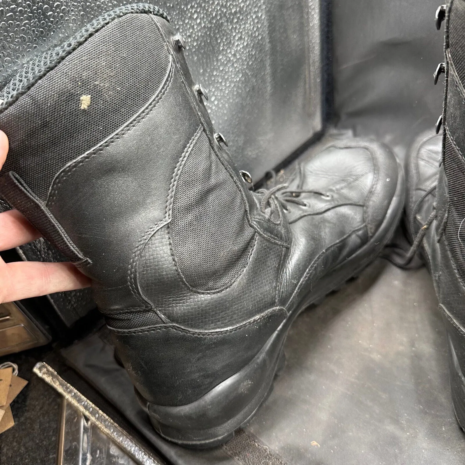 Austrian Army Black Leather Heavy Duty Combat Boots - Size EU 46 - UK 11