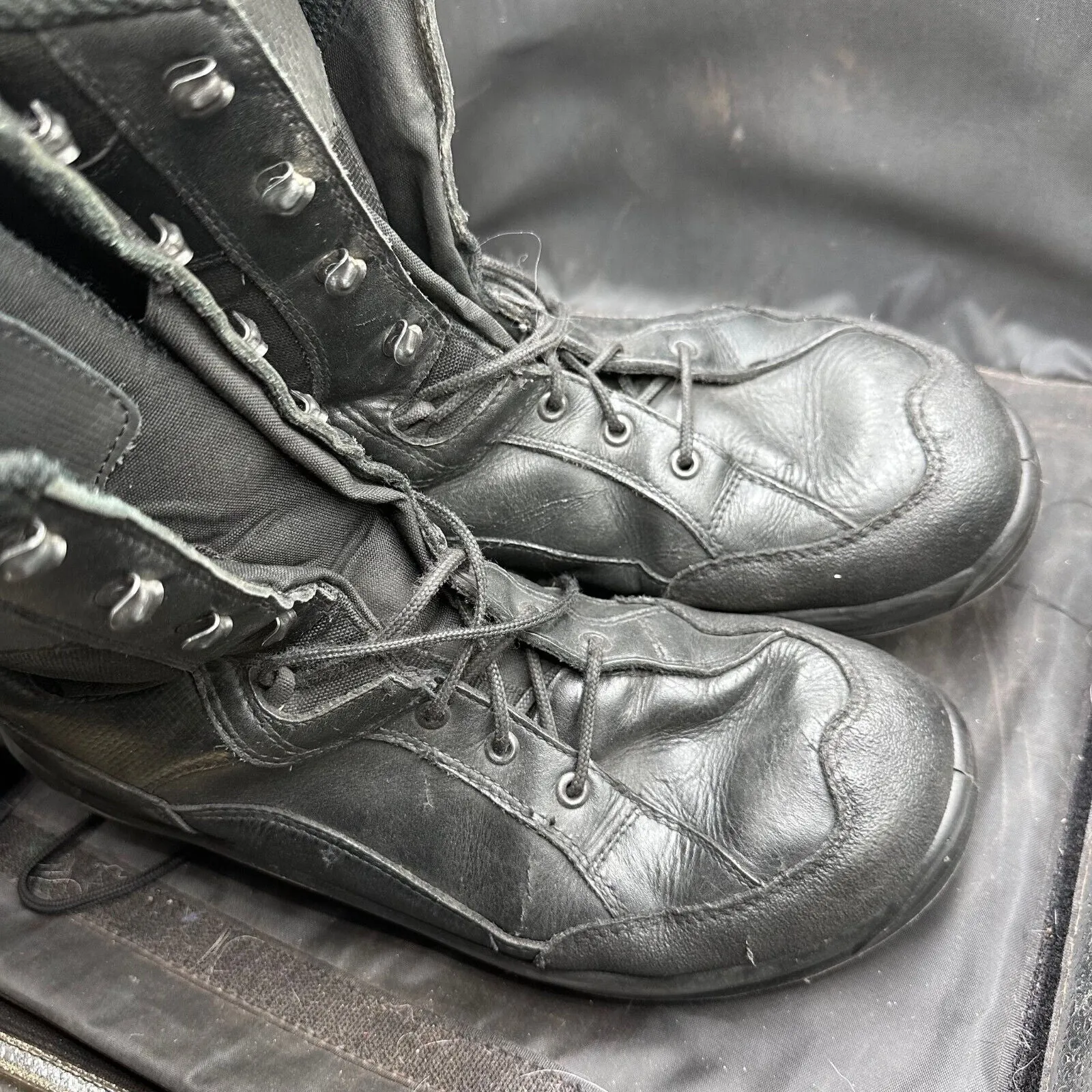 Austrian Army Black Leather Heavy Duty Combat Boots - Size EU 46 - UK 11