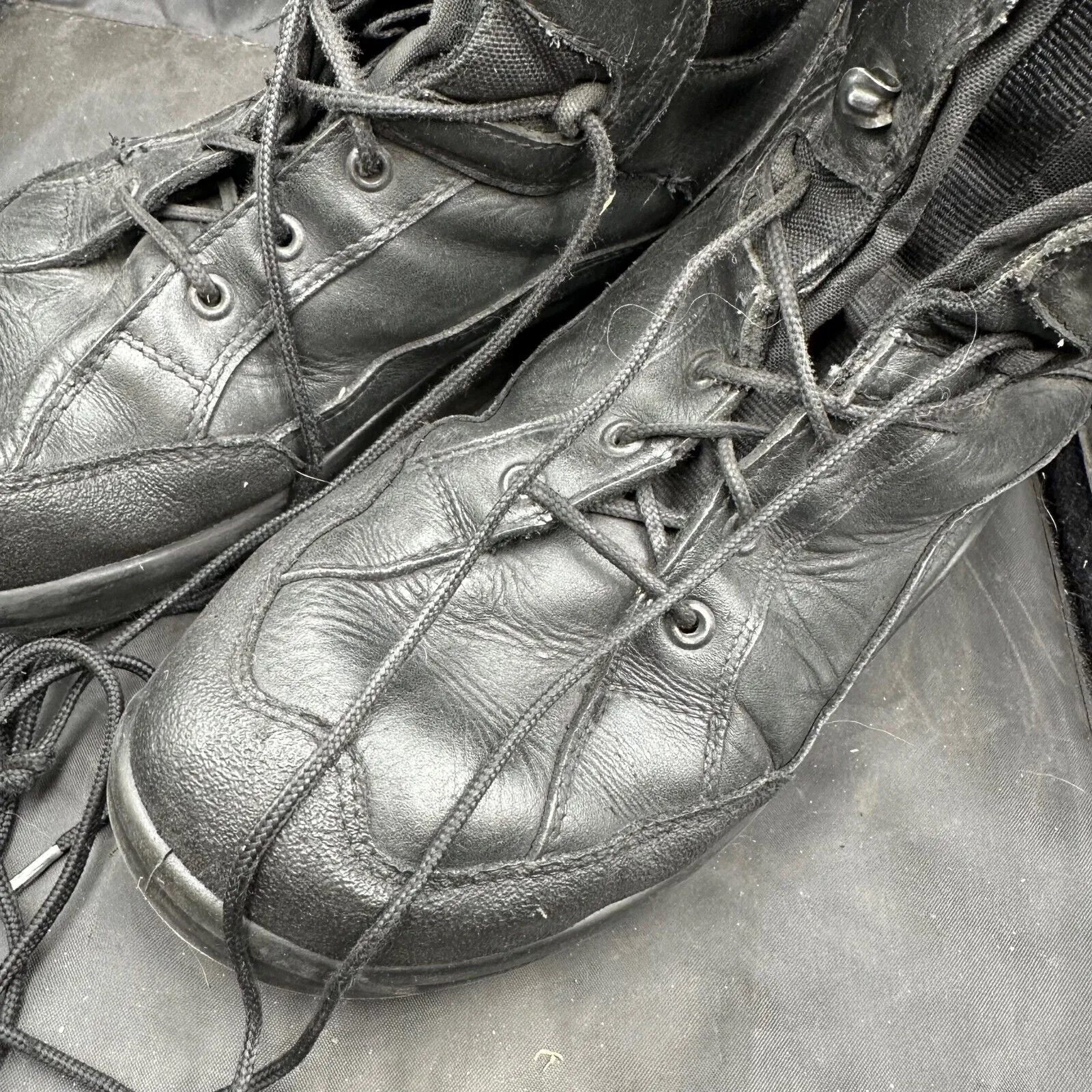 Austrian Army Black Leather Heavy Duty Combat Boots - Size EU 46 - UK 11