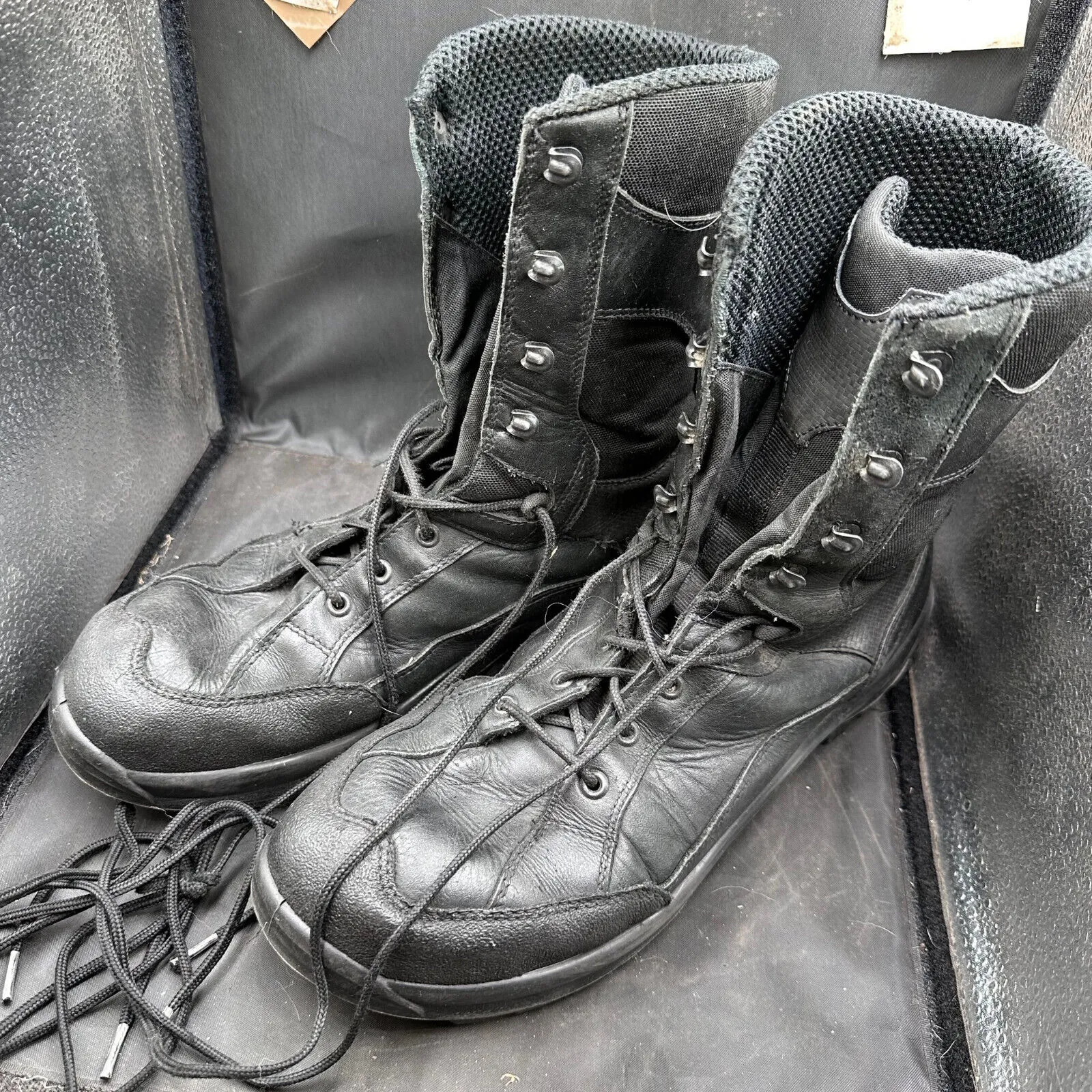 Austrian Army Black Leather Heavy Duty Combat Boots - Size EU 46 - UK 11