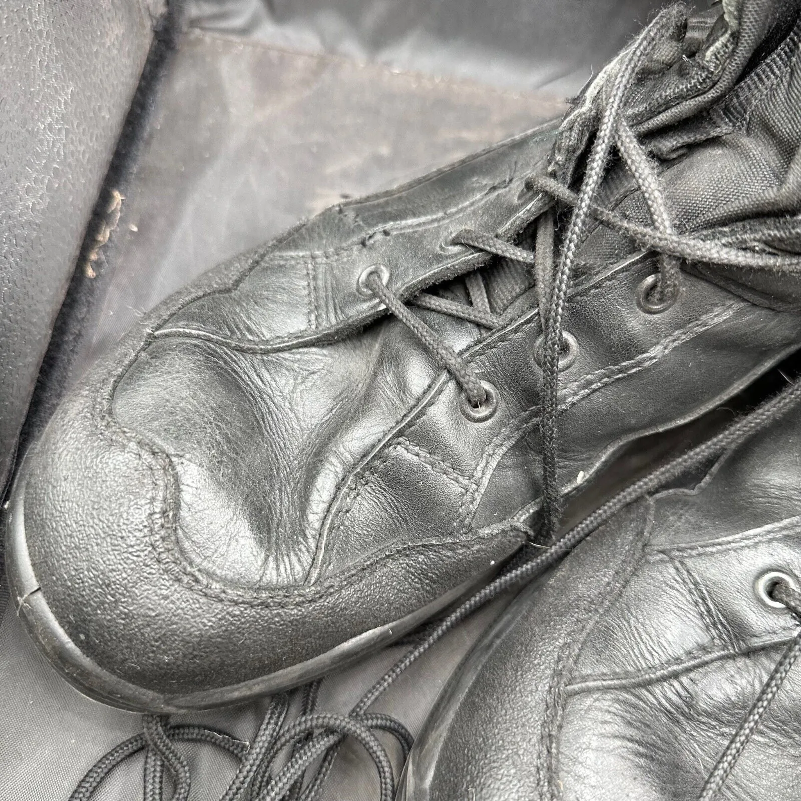 Austrian Army Black Leather Heavy Duty Combat Boots - Size EU 46 - UK 11
