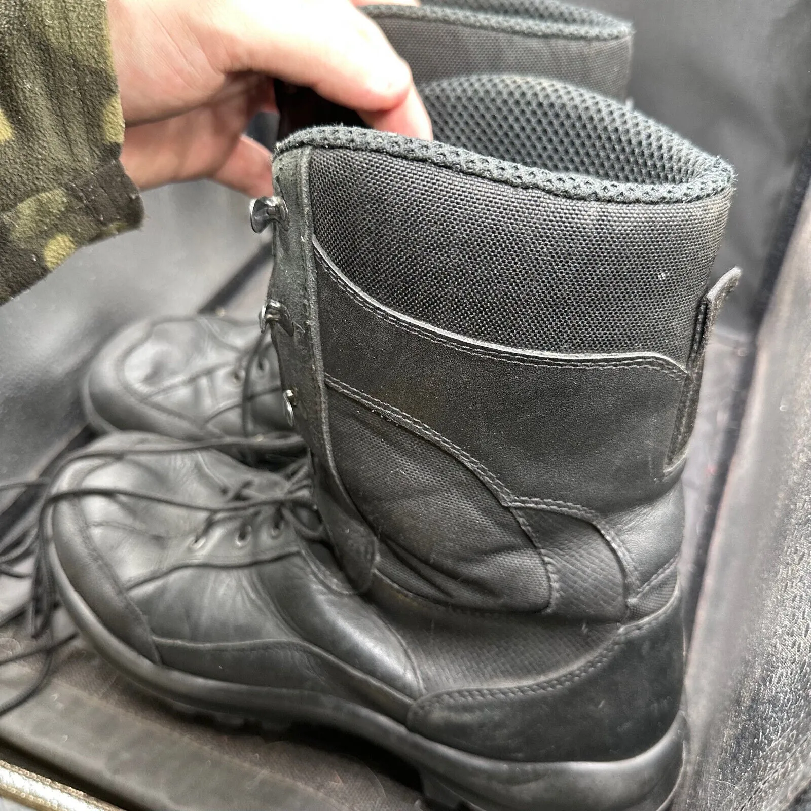 Austrian Army Black Leather Heavy Duty Combat Boots - Size EU 46 - UK 11