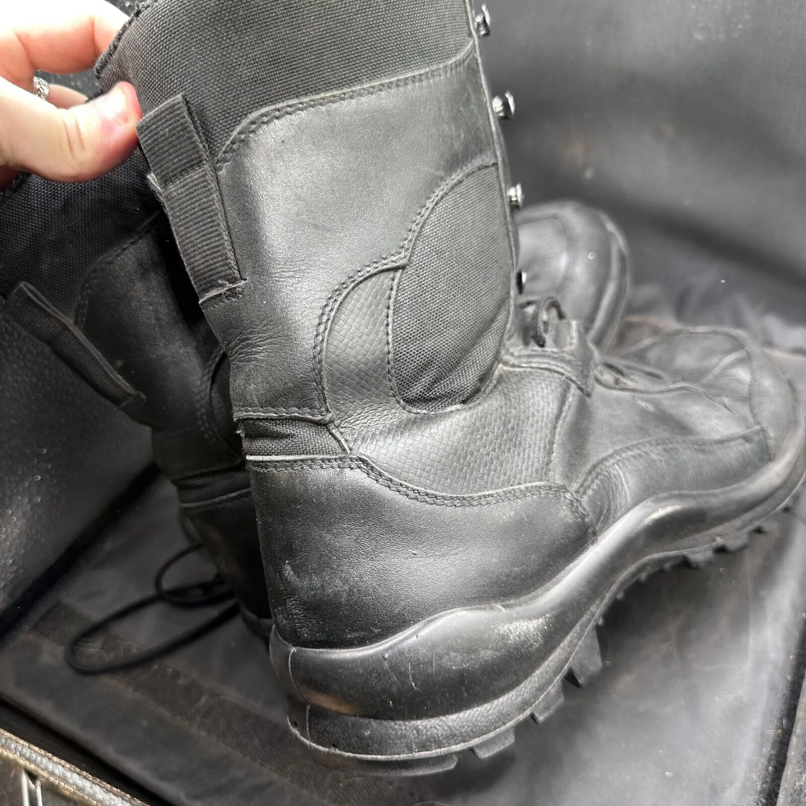 Austrian Army Black Leather Heavy Duty Combat Boots - Size EU 46 - UK 11