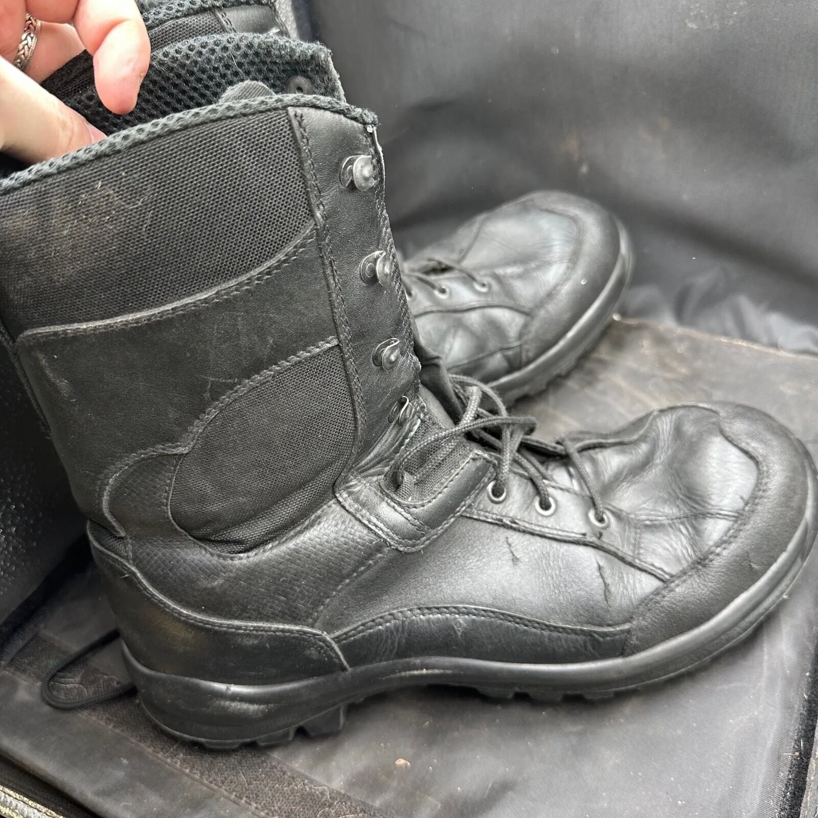 Austrian Army Black Leather Heavy Duty Combat Boots - Size EU 46 - UK 11