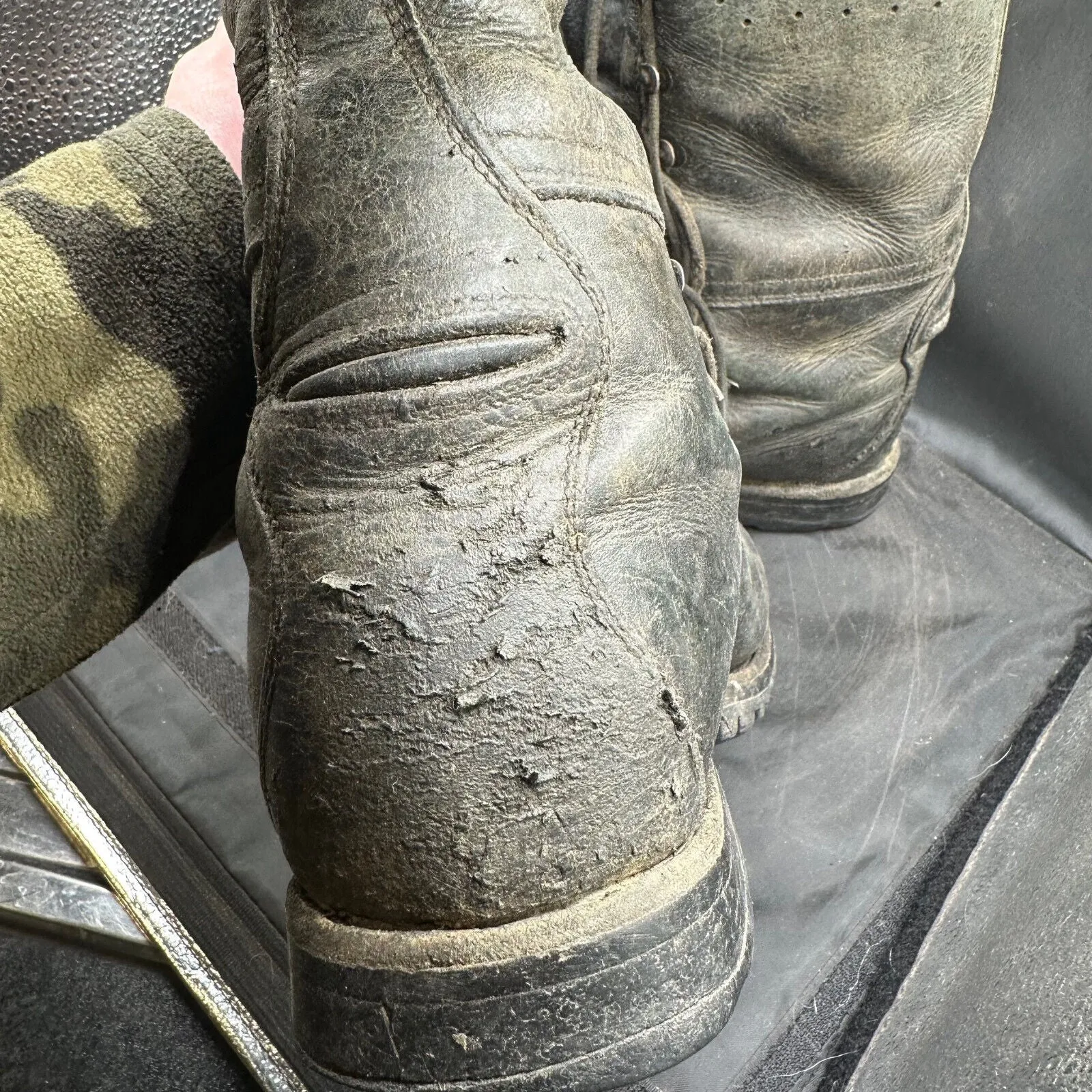 Austrian Army Black Leather Heavy Duty Combat Boots - Size EU 47 - UK 12