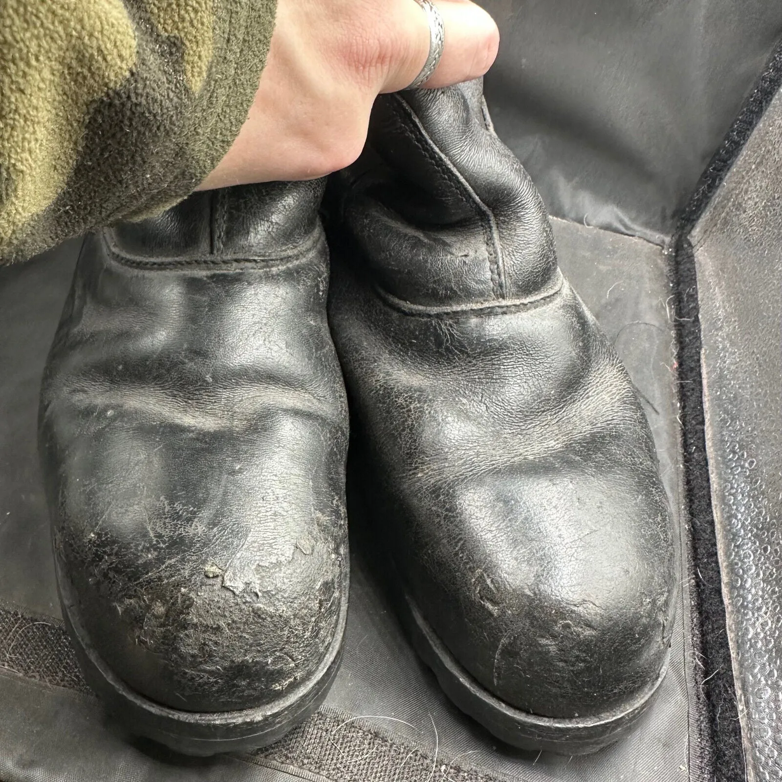 Austrian Army Black Leather Heavy Duty Riding Boots - Size EU 46 - UK 11