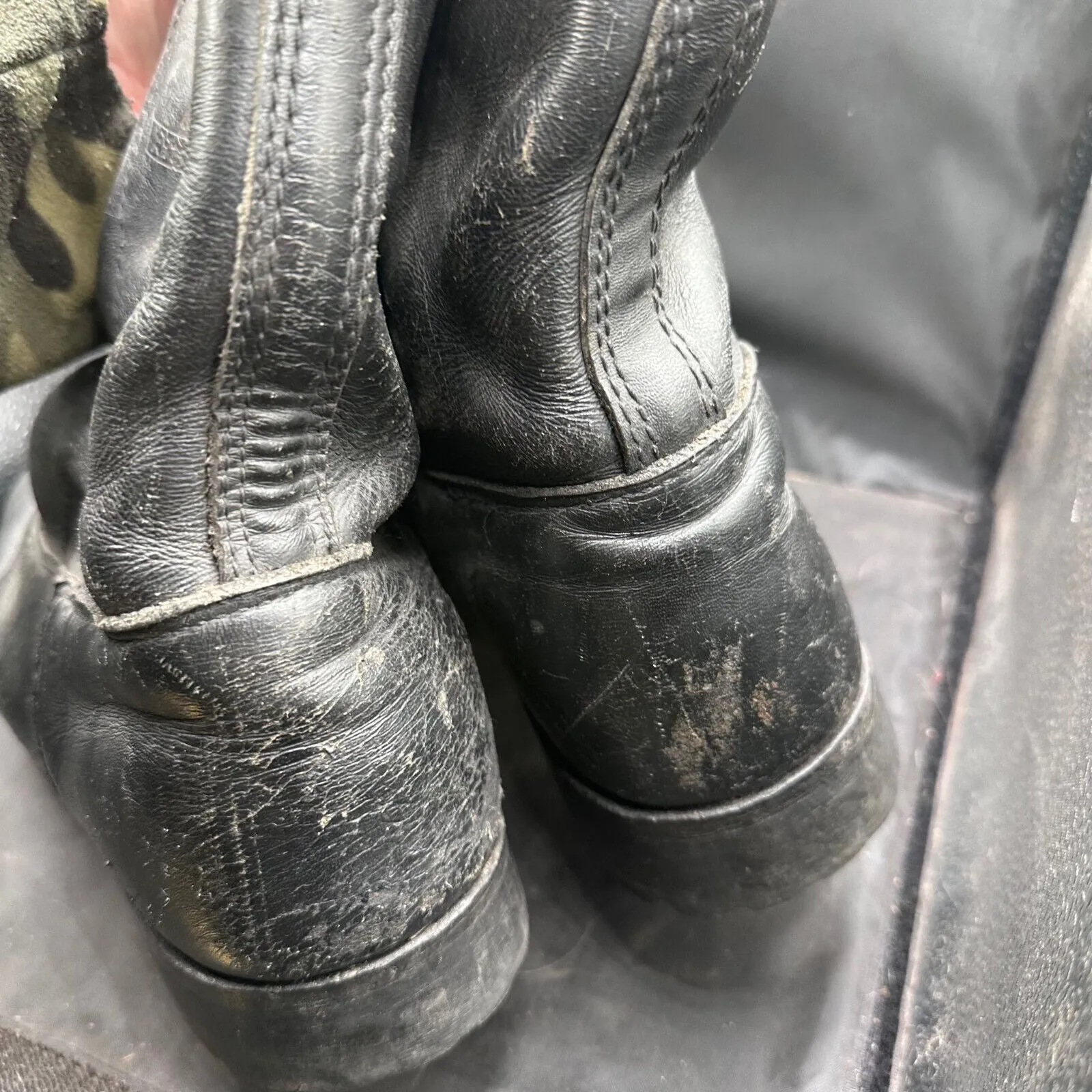 Austrian Army Black Leather Heavy Duty Riding Boots - Size EU 46 - UK 11