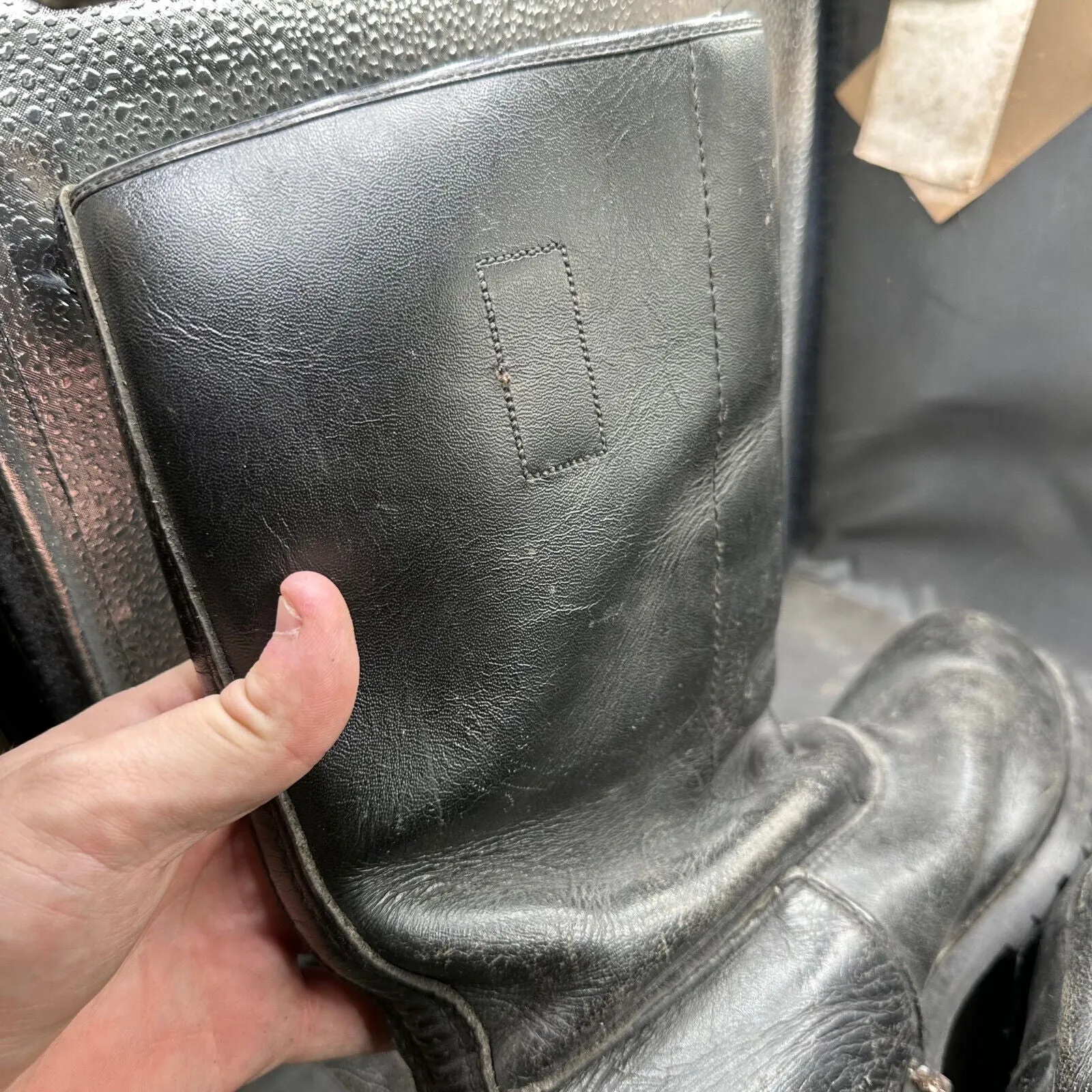 Austrian Army Black Leather Heavy Duty Riding Boots - Size EU 46 - UK 11