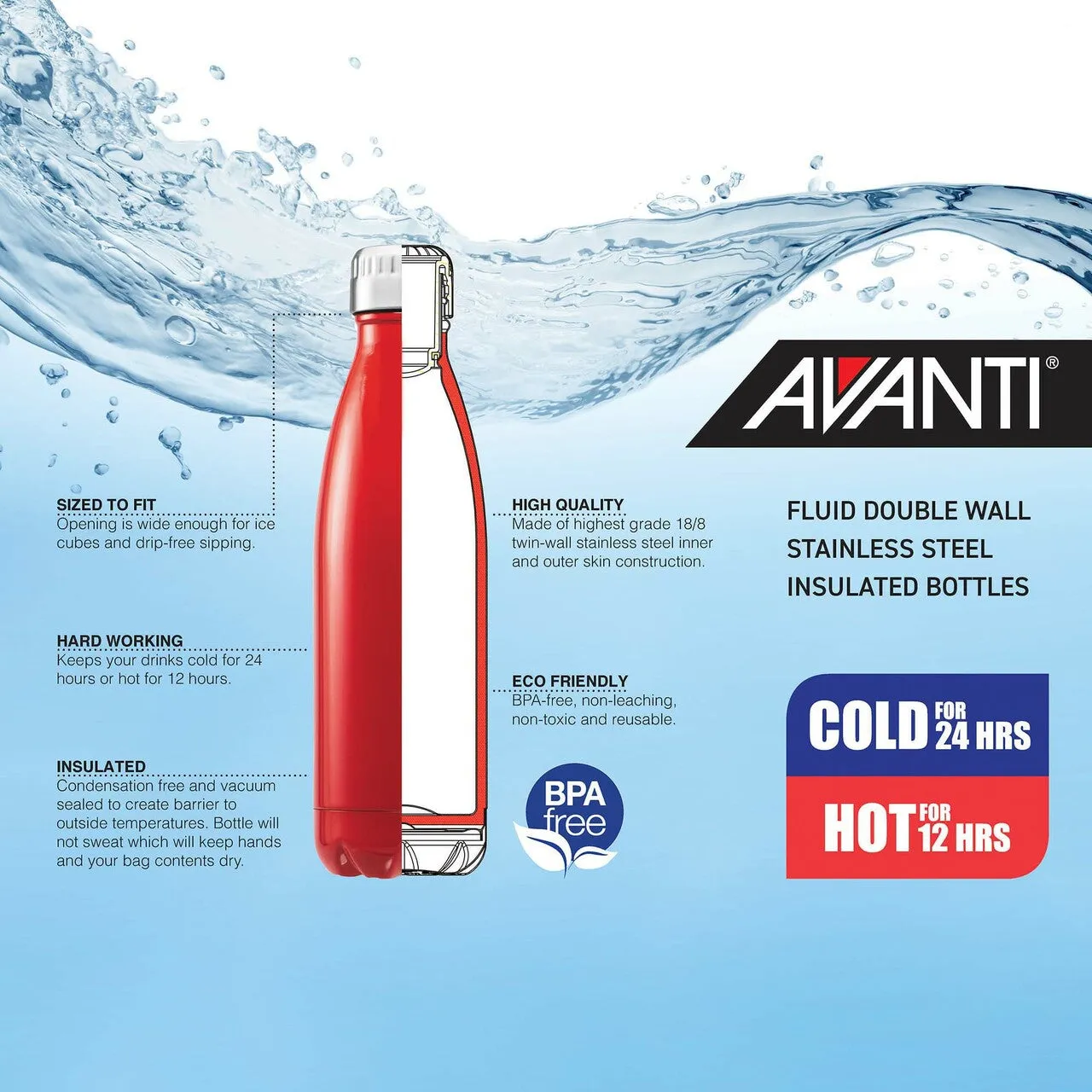 Avanti Fluid Vacuum Bottle - 750ML Canyon