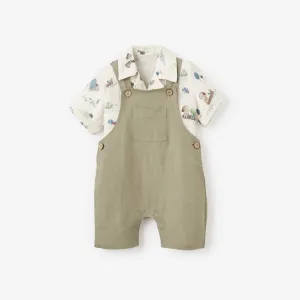 BA - Pond Friends Organic Muslin Camp Shirt & Linen Overall Shorts