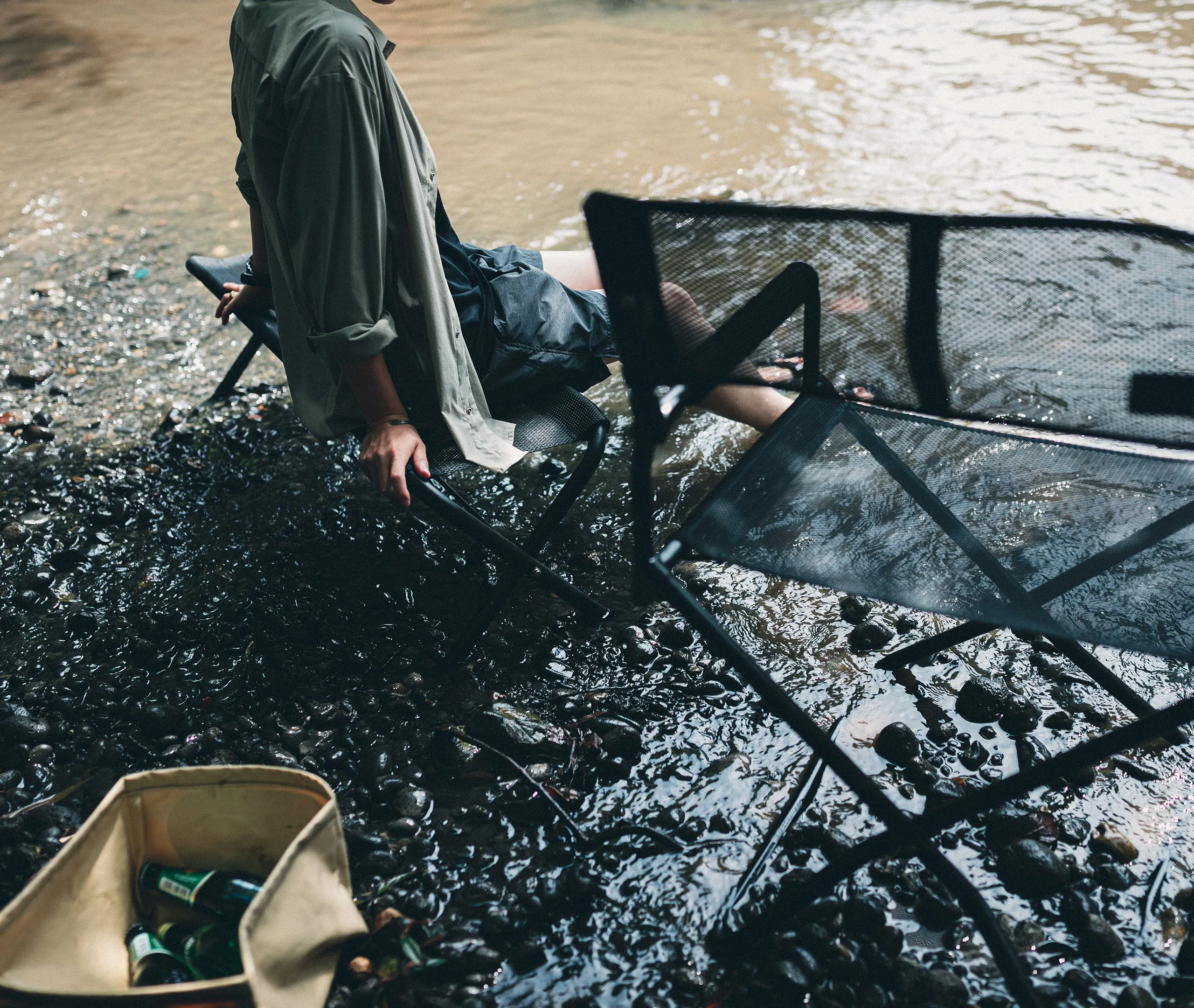 Black Mesh FD Folding Camping Bench