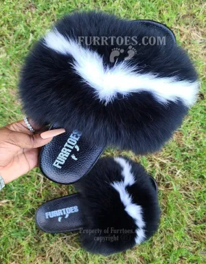 BLACK WITH WHITE FLUFFY