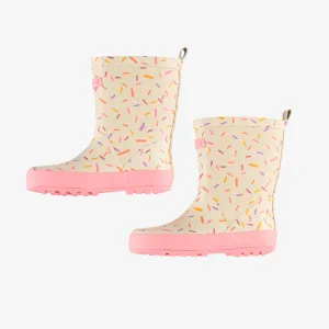Bottes de pluie imperméables crème à motifs || Cream waterproof rain boots with all over print