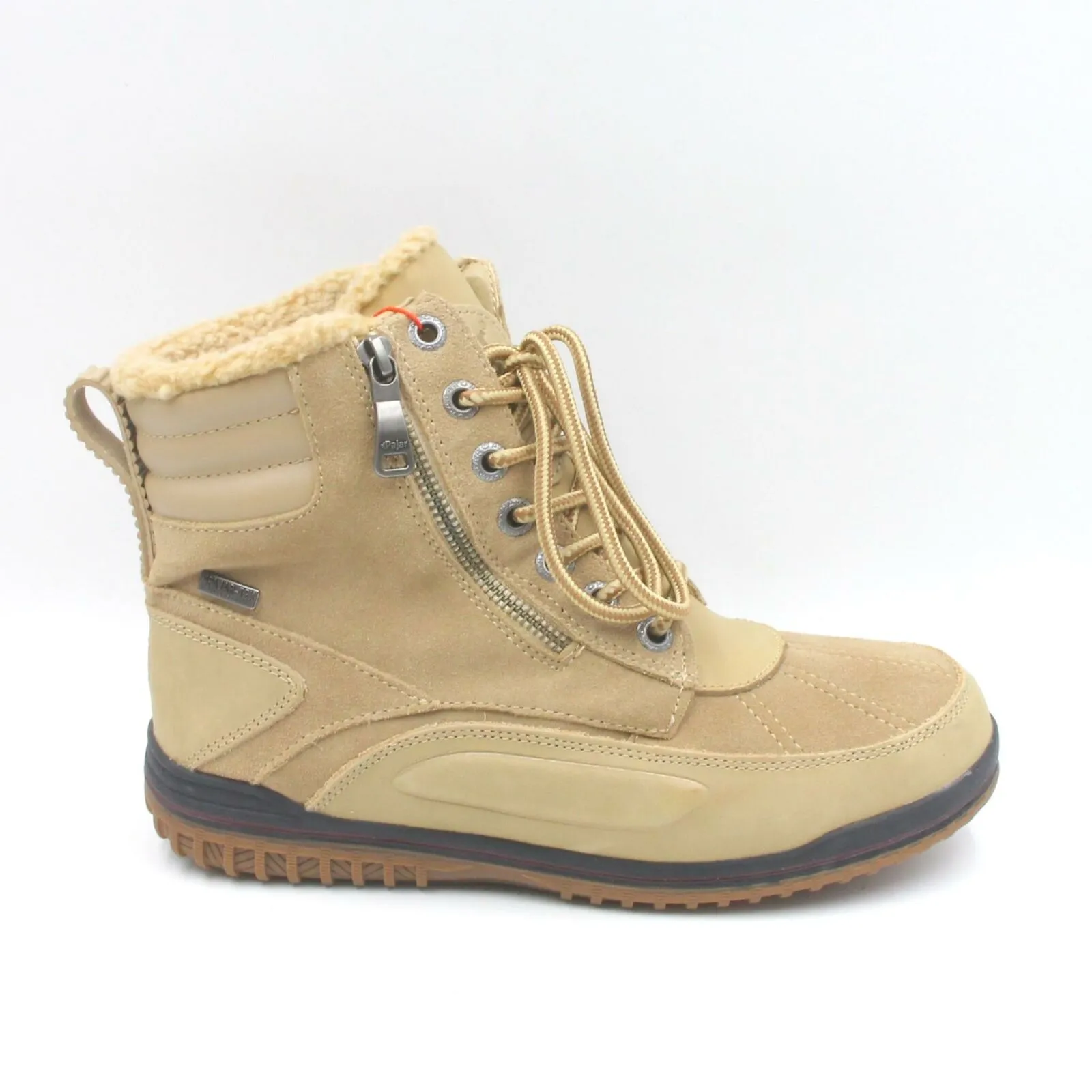 Brand new Pajar Women's Winter Boots Beige Lace Up Faux Fur Lined Zipper Flat Heel 7-7.5! -30C Rated! Retails $218 