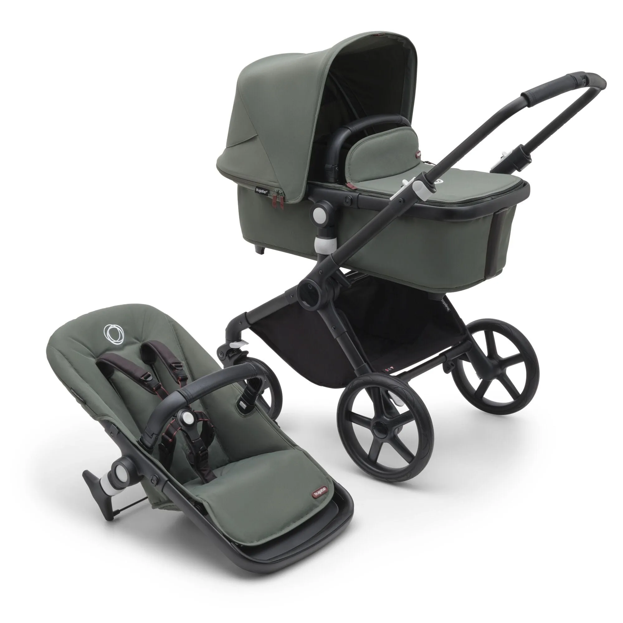 Bugaboo Fox Cub Aton B2 Travel System - Black/Forest Green