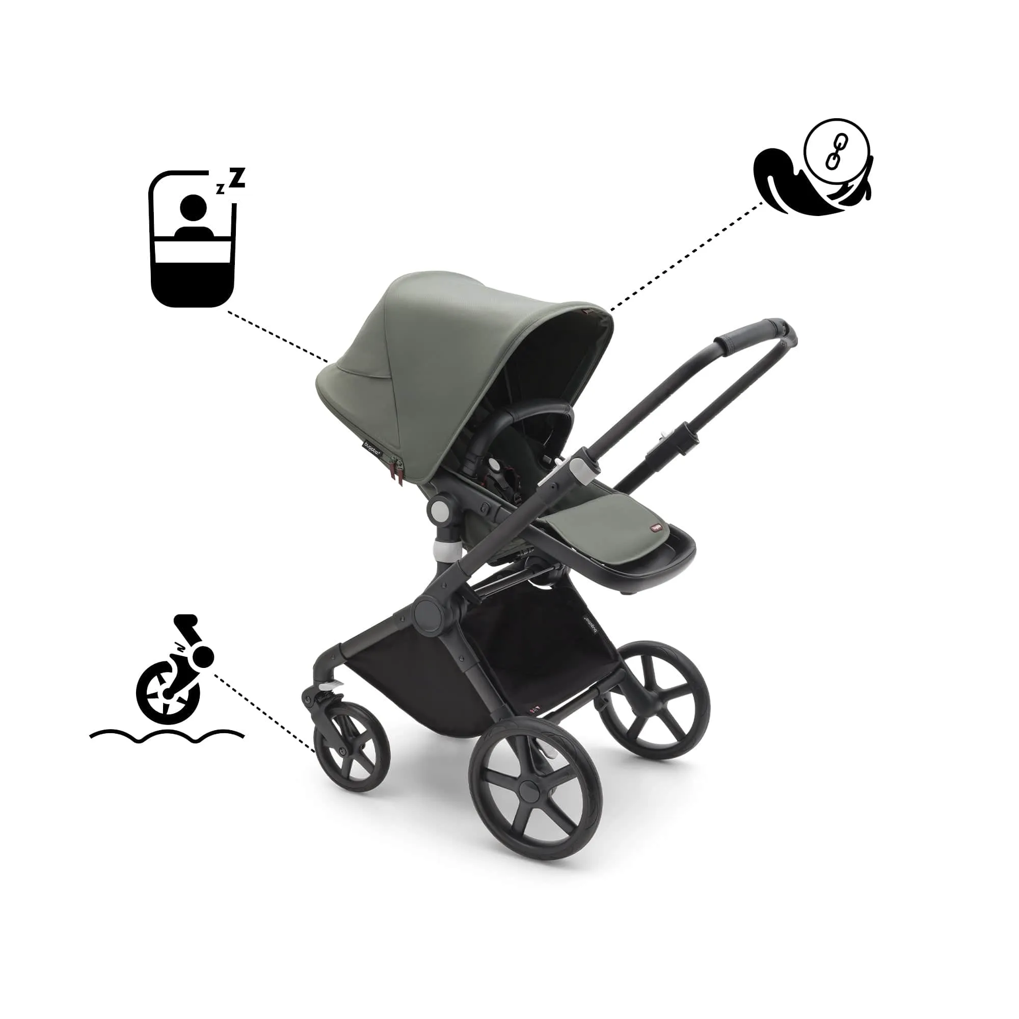 Bugaboo Fox Cub Aton B2 Travel System - Black/Forest Green