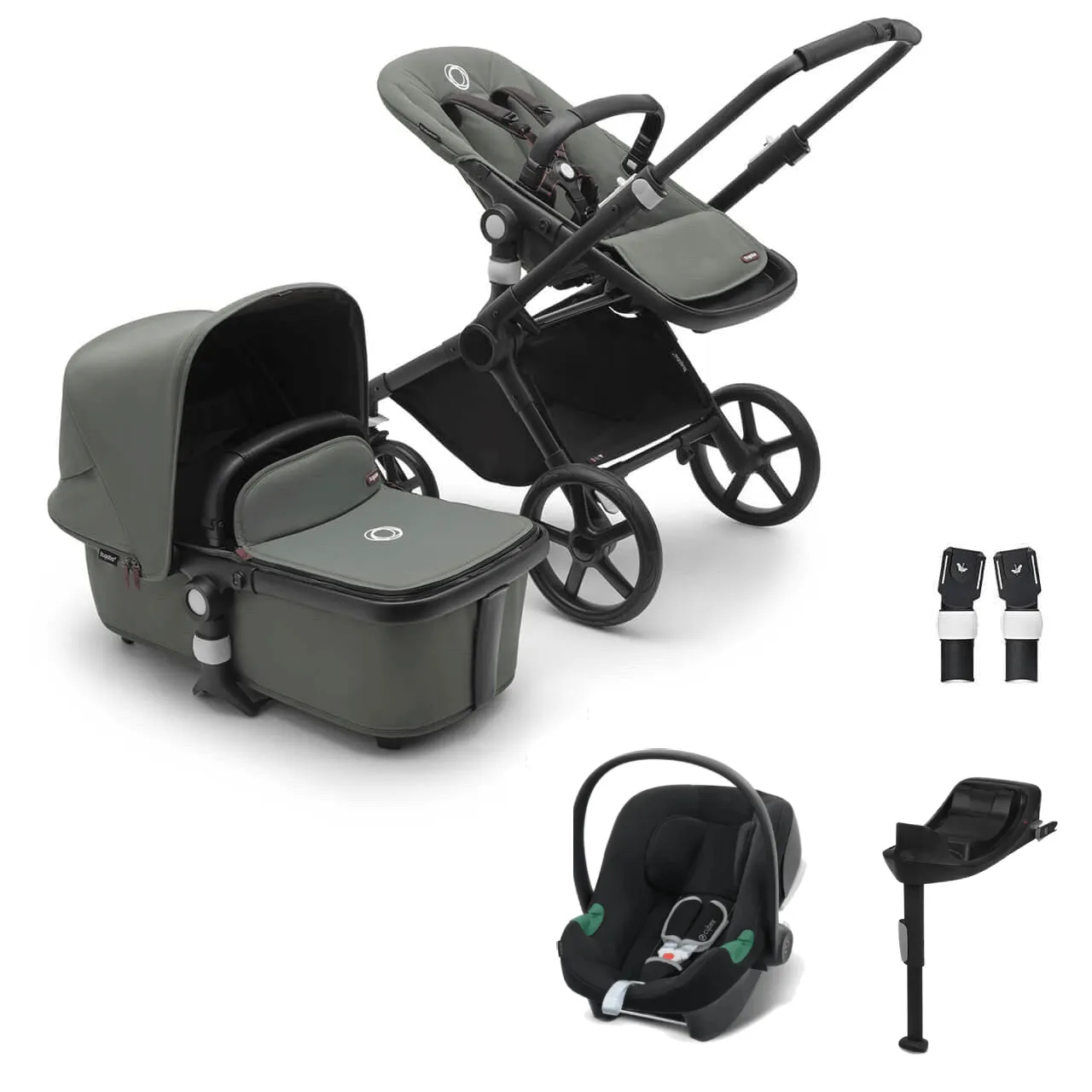 Bugaboo Fox Cub Aton B2 Travel System - Black/Forest Green