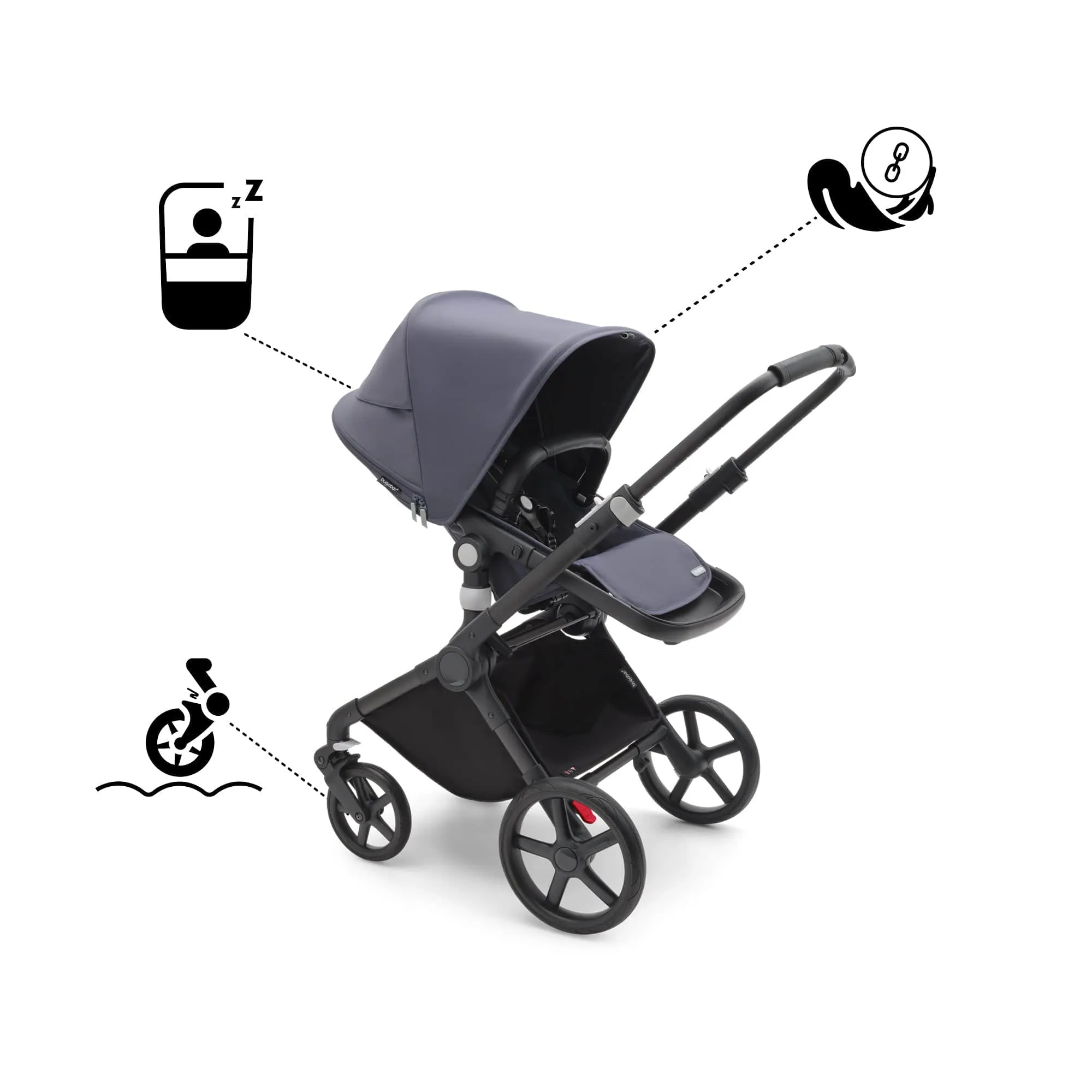 Bugaboo Fox Cub Cloud T Travel System - Black/Stormy Blue