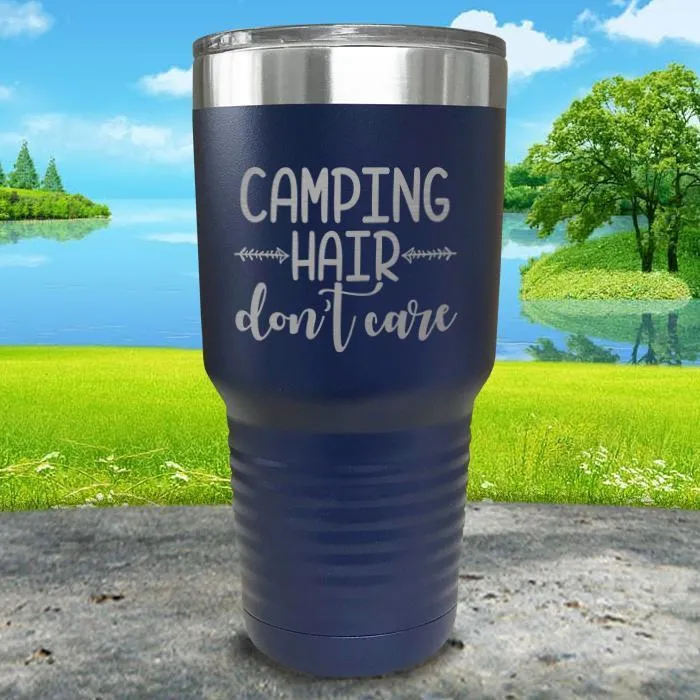 Camping Hair Don't Care Engraved Tumbler
