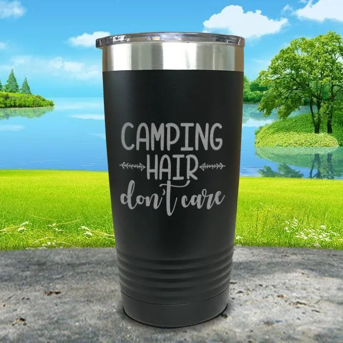 Camping Hair Don't Care Engraved Tumbler