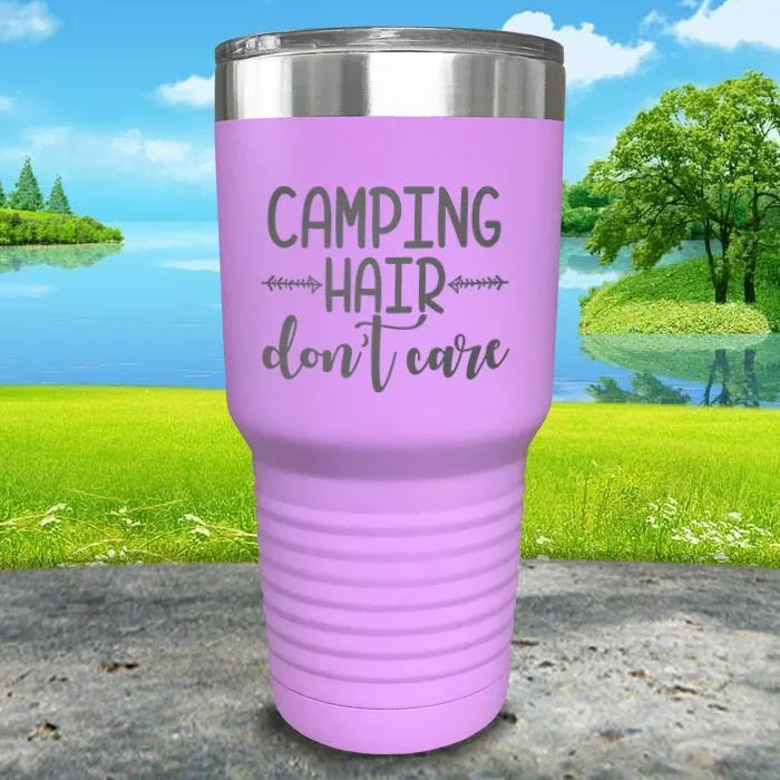 Camping Hair Don't Care Engraved Tumbler