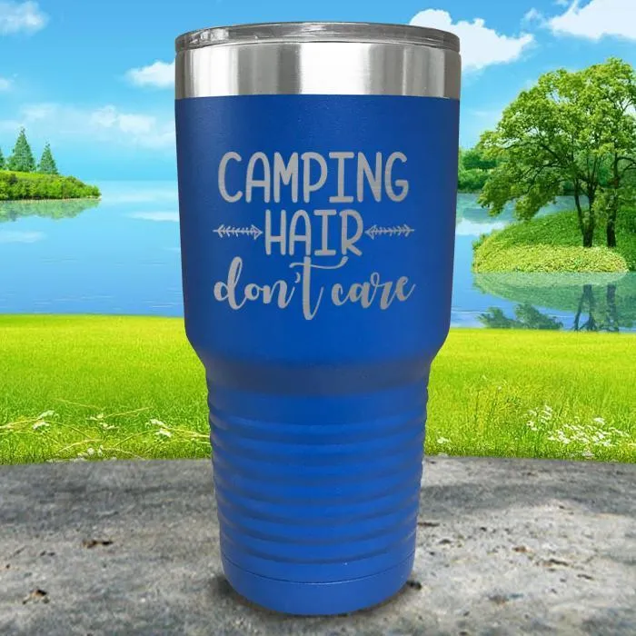 Camping Hair Don't Care Engraved Tumbler