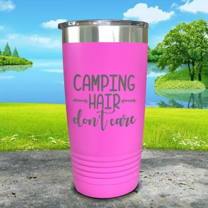 Camping Hair Don't Care Engraved Tumbler