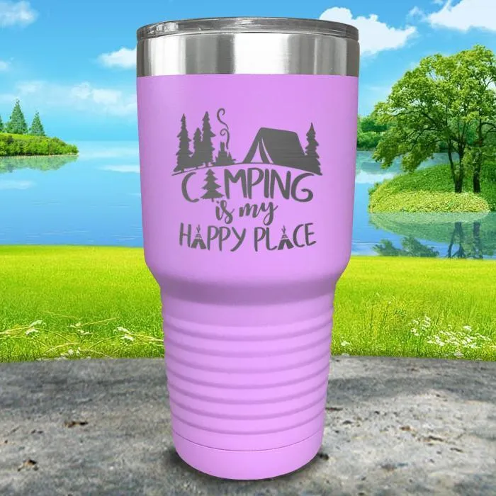 Camping Is My Happy Place Engraved Tumbler