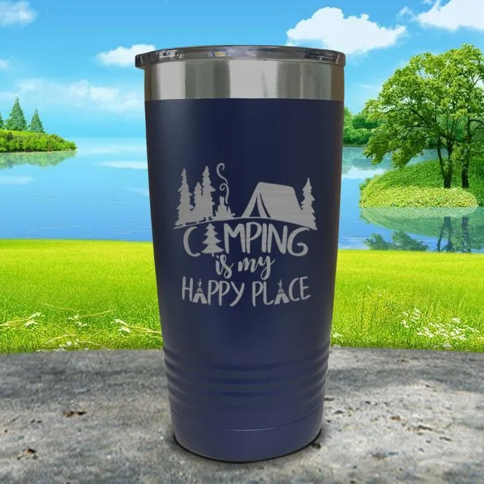 Camping Is My Happy Place Engraved Tumbler