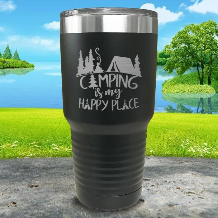 Camping Is My Happy Place Engraved Tumbler