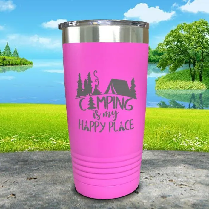 Camping Is My Happy Place Engraved Tumbler