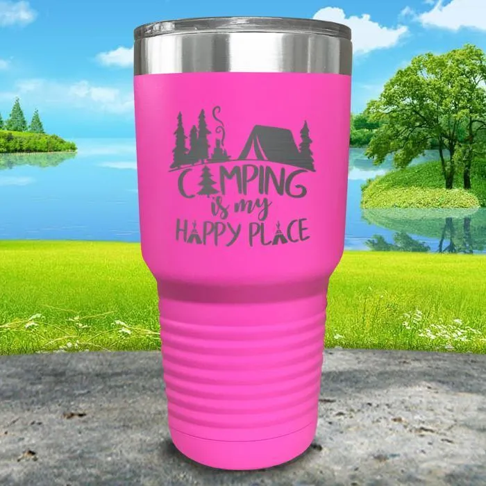 Camping Is My Happy Place Engraved Tumbler